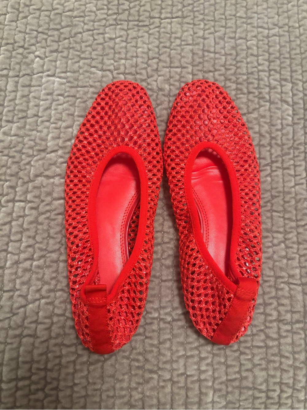 Red Women's Mesh Ballet Flats